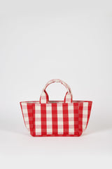 Bright red giant check mini tote bag