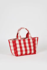 Bright red giant check mini tote bag