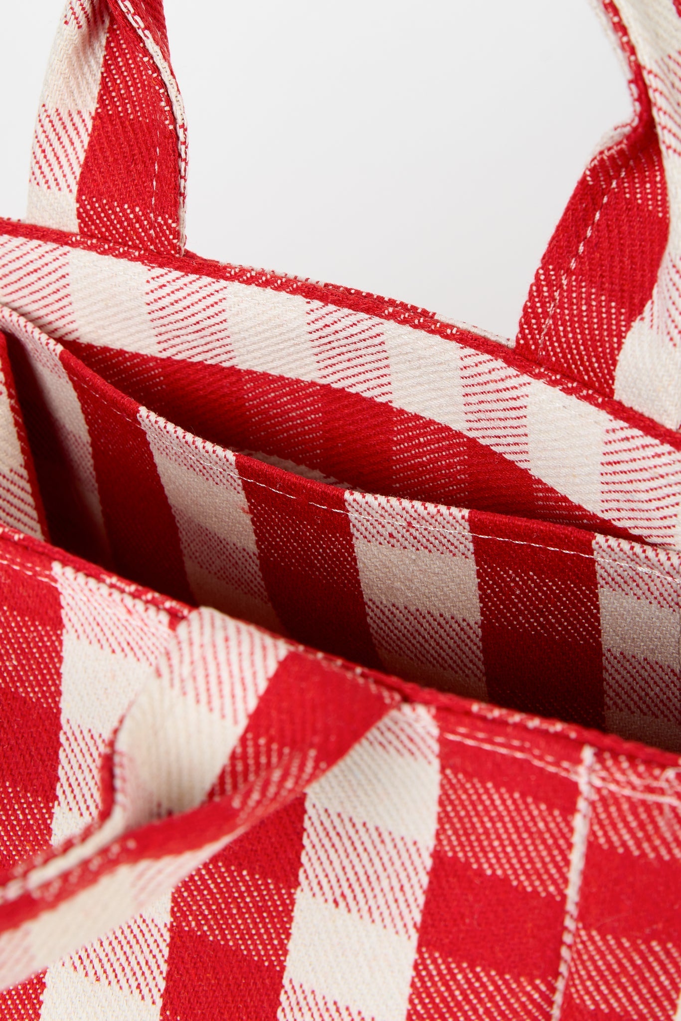 Bright red giant check mini tote bag