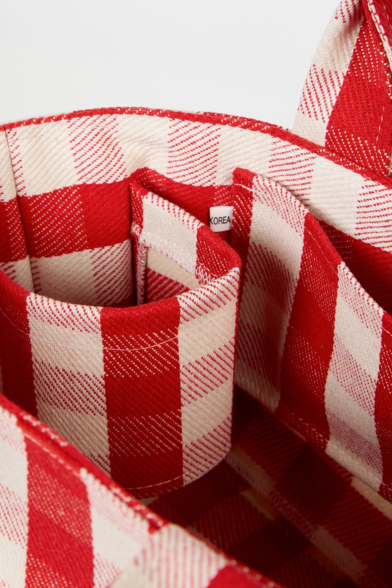 Bright red giant check mini tote bag