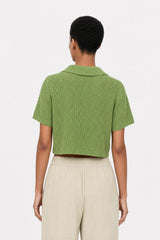 Bright green linen blend short sleeved cardigan