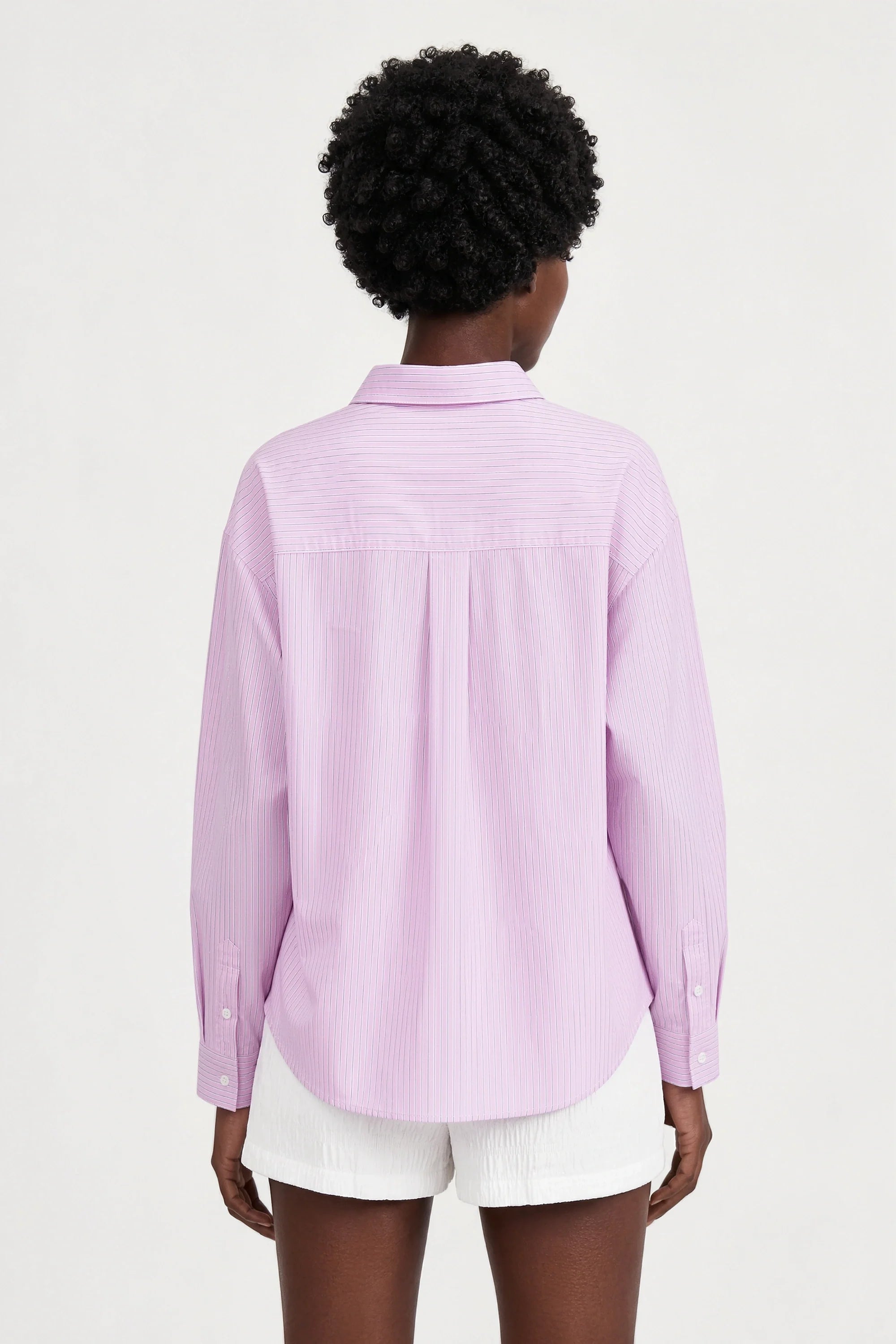 Bright pink and ivory striped shirt