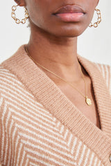 Brown and ivory herringbone cardigan