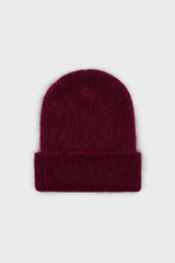 Burgundy mohair beanie hat