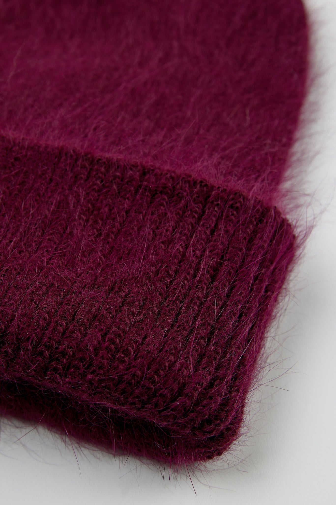 Burgundy mohair beanie hat
