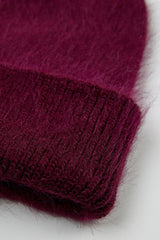 Burgundy mohair beanie hat