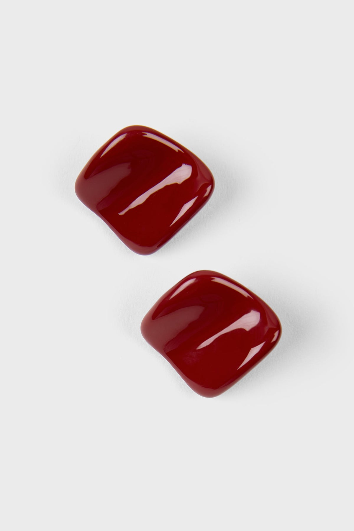 Burgundy organic square earrings