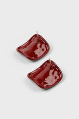 Burgundy organic square earrings
