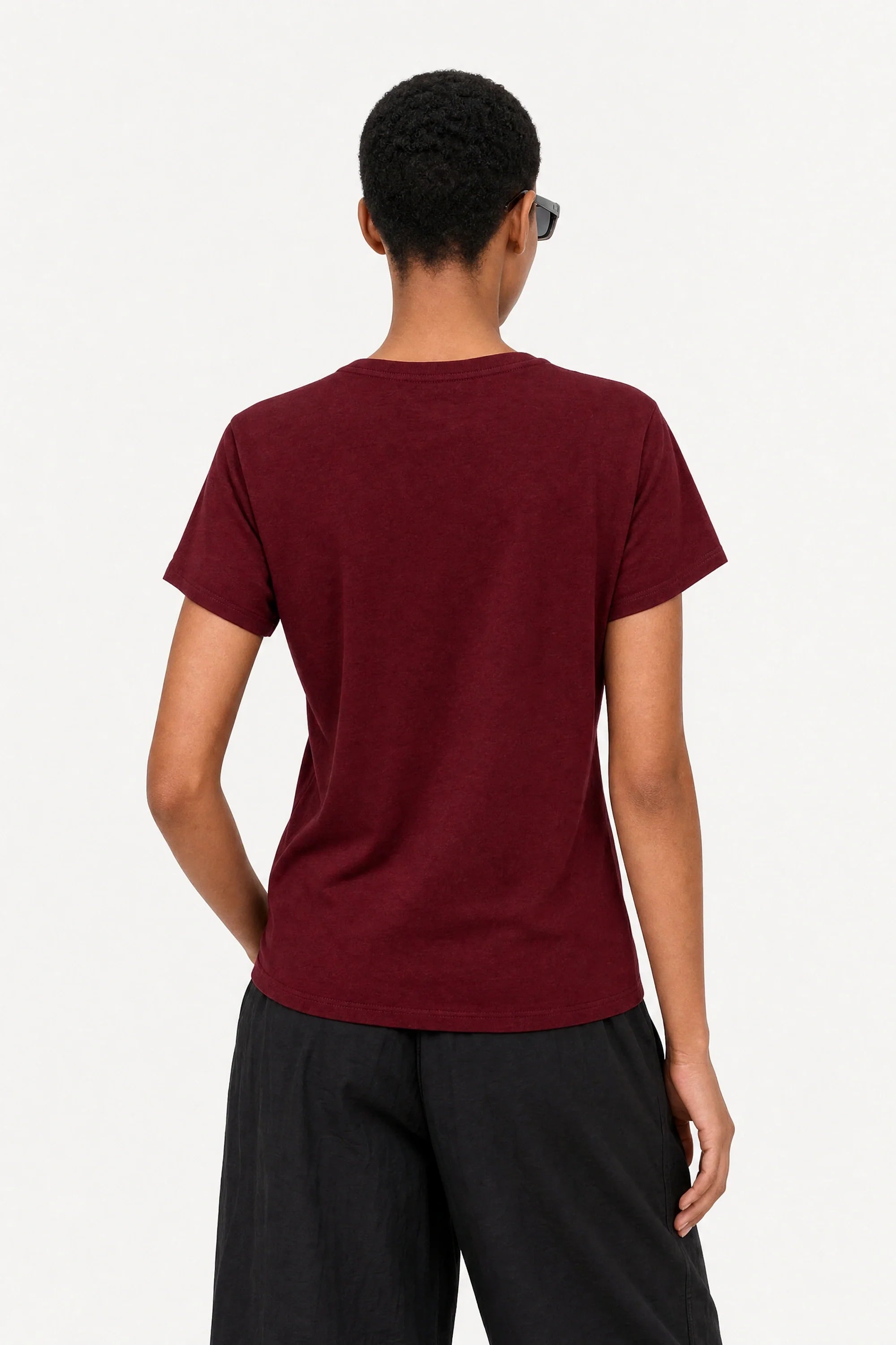 Burgundy semi sheer relaxed fit t-shirt