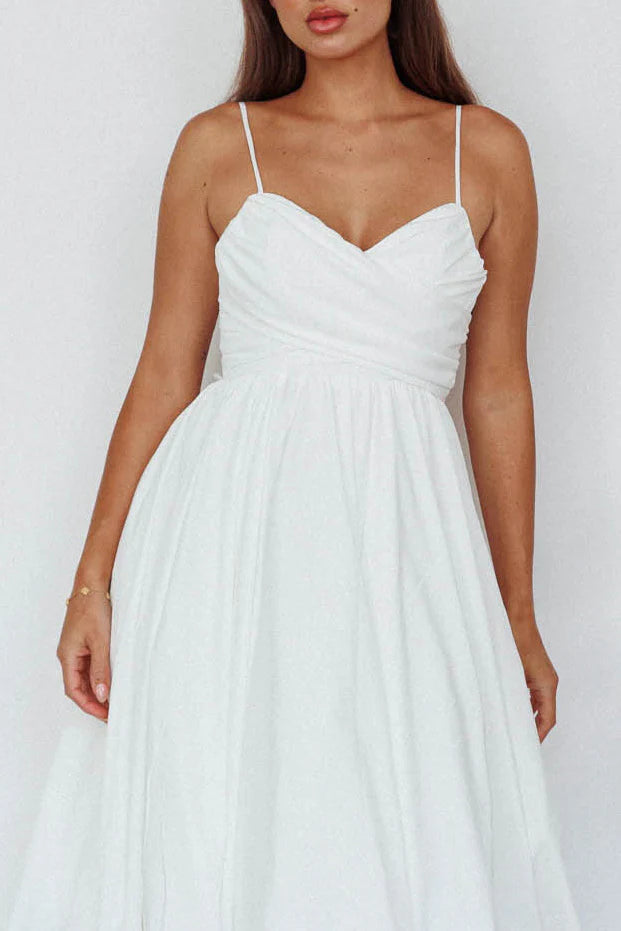 Salome Tied Back Knee Length Dress White