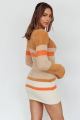 Count On It Fuzzy Knit Mini Dress Brown Multi