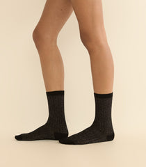 COLLÉGIEN VICTOIRE GLITTER CREW SOCKS -- NOIR DE CHARBON