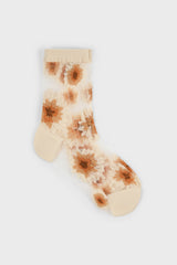 Camel large daisy sheer socks