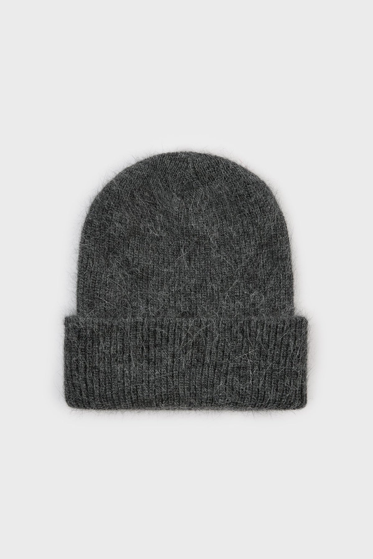 Charcoal grey mohair beanie hat