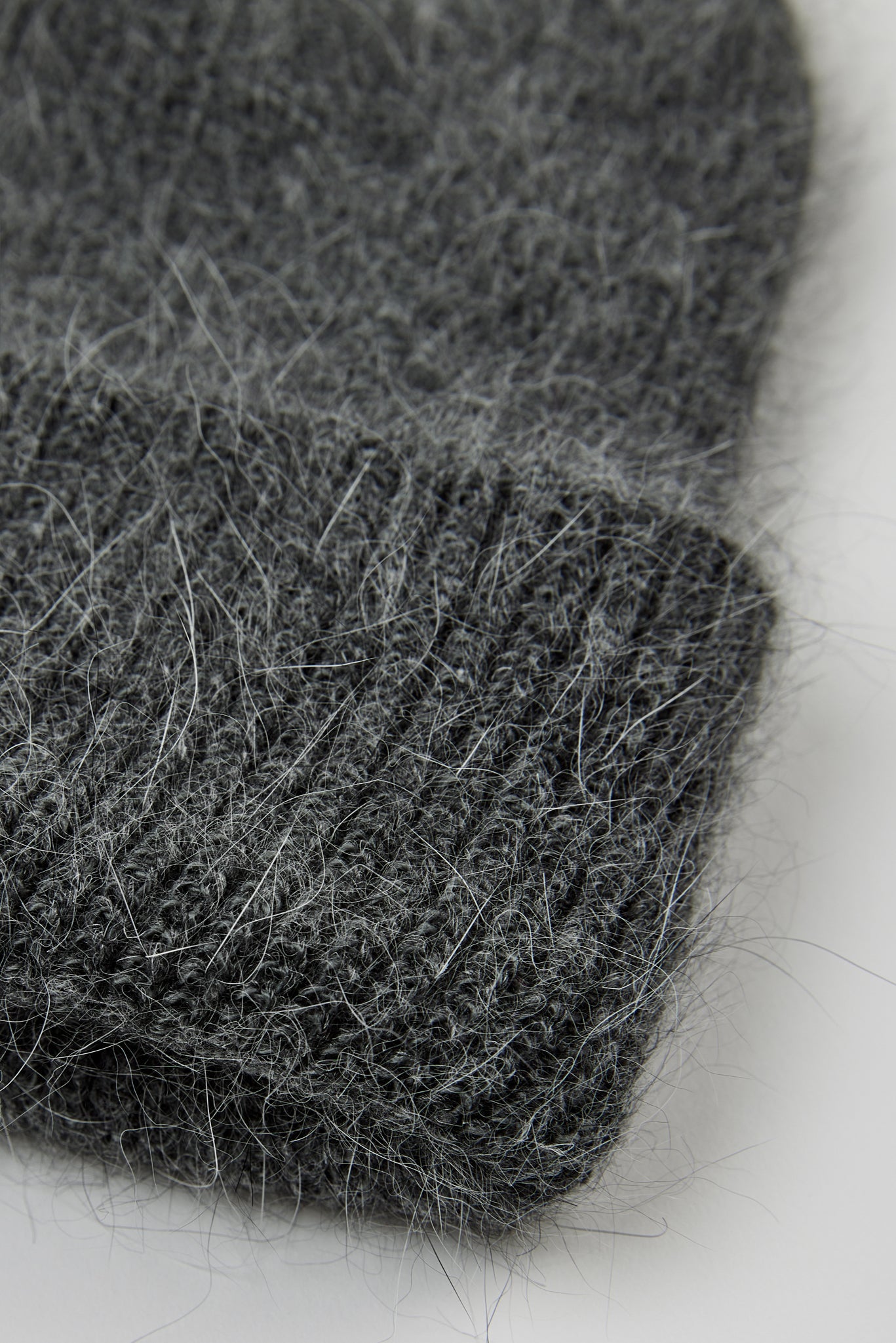 Charcoal grey mohair beanie hat
