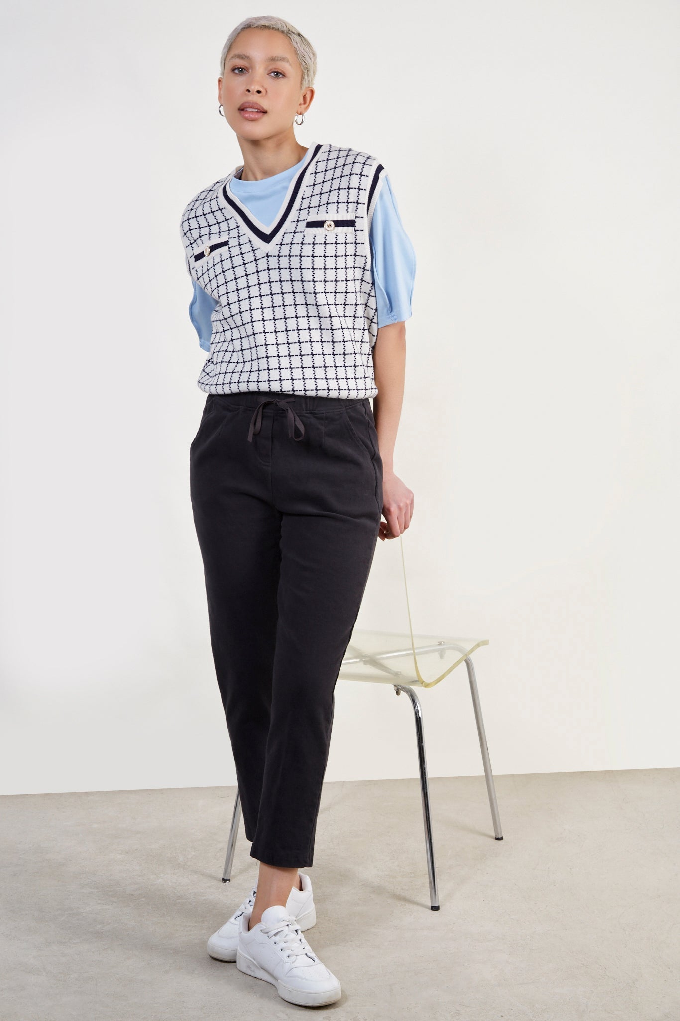 Charcoal thick loose fit drawstring trousers
