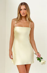 Chelsea Yellow Satin Mini Dress