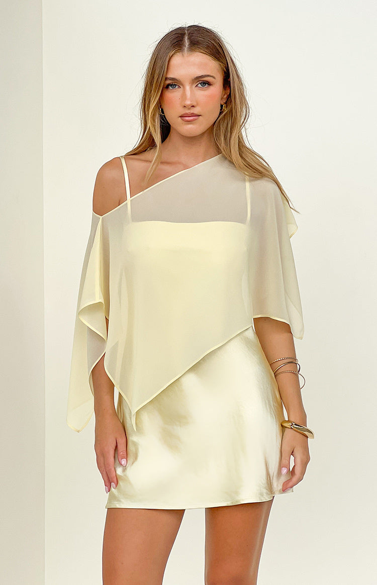 Chelsea Yellow Satin Mini Dress