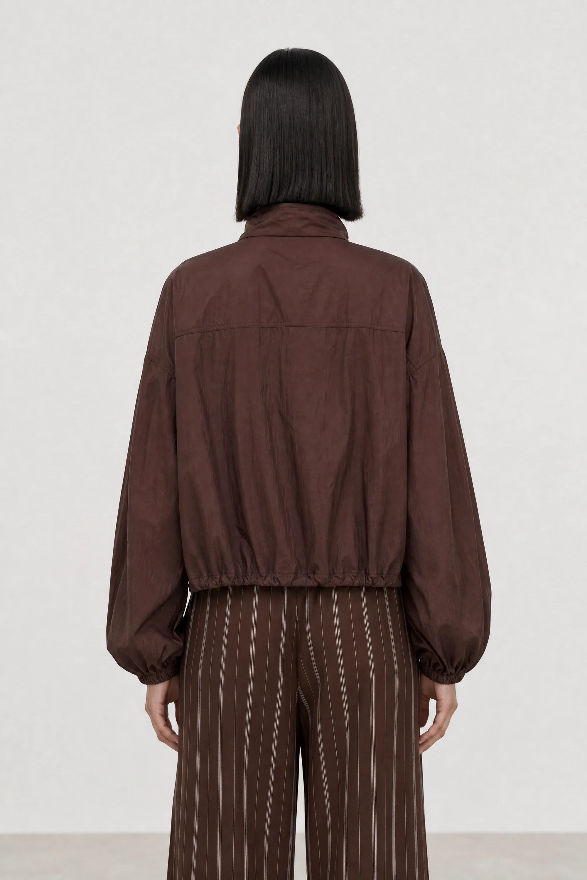 Chocolate brown high low windbreaker