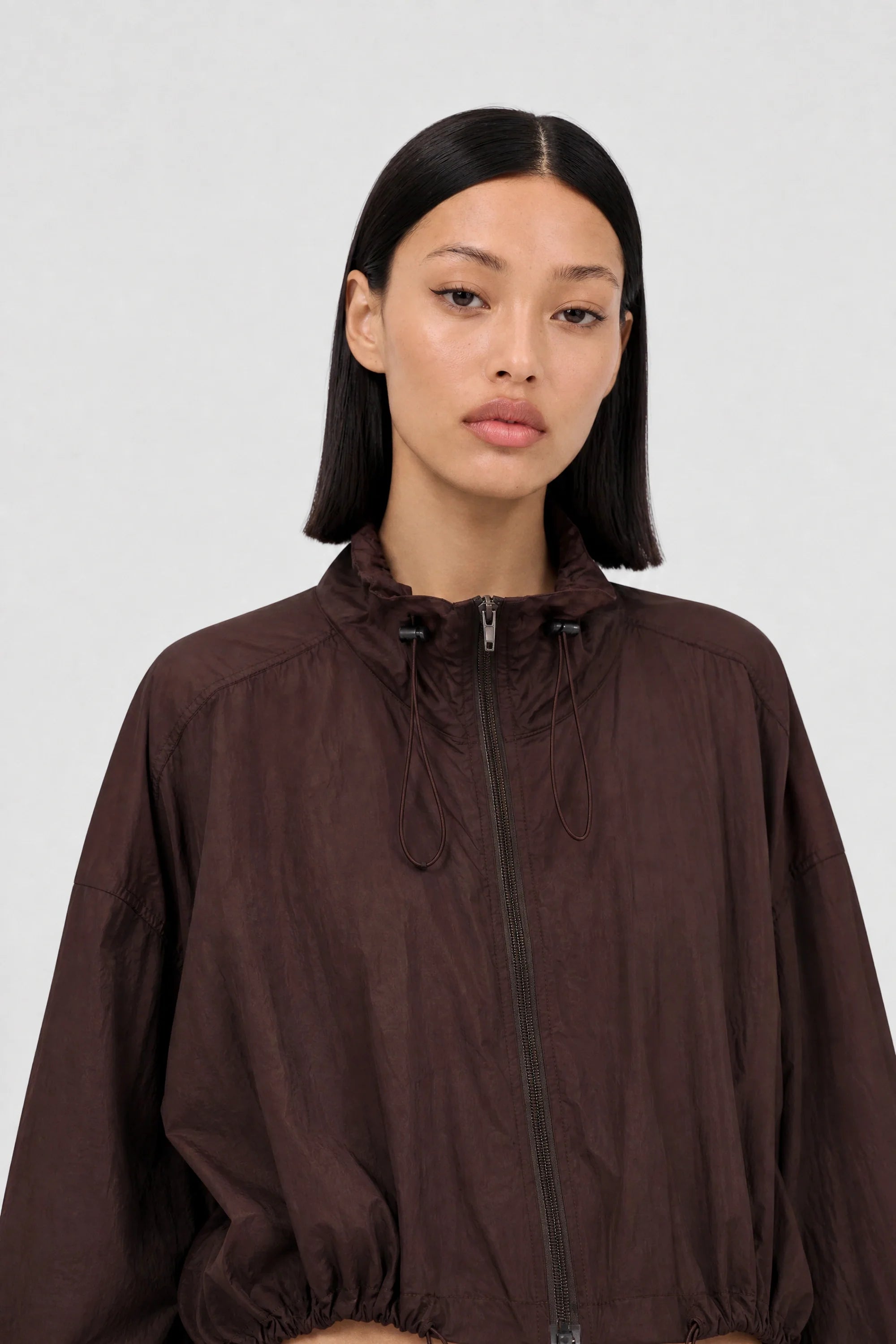 Chocolate brown high low windbreaker
