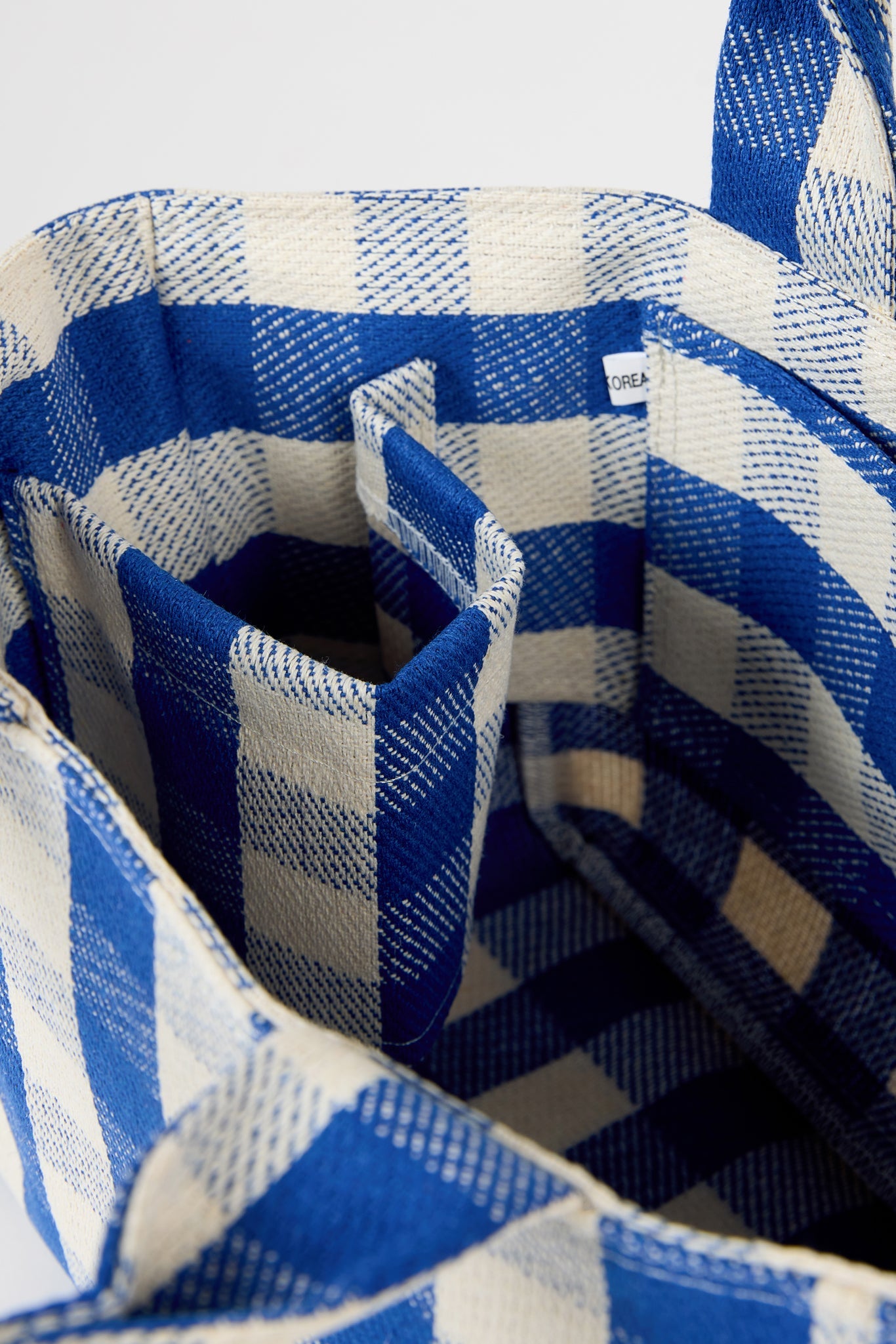 Cobalt blue giant check mini tote bag