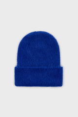 Cobalt blue mohair beanie hat