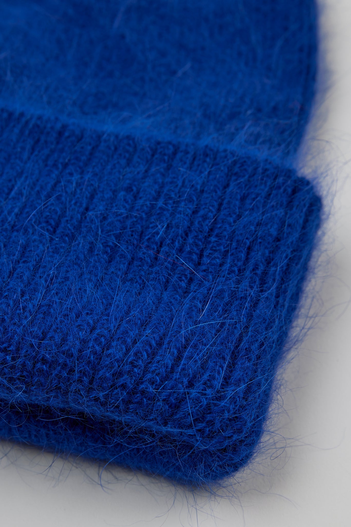Cobalt blue mohair beanie hat