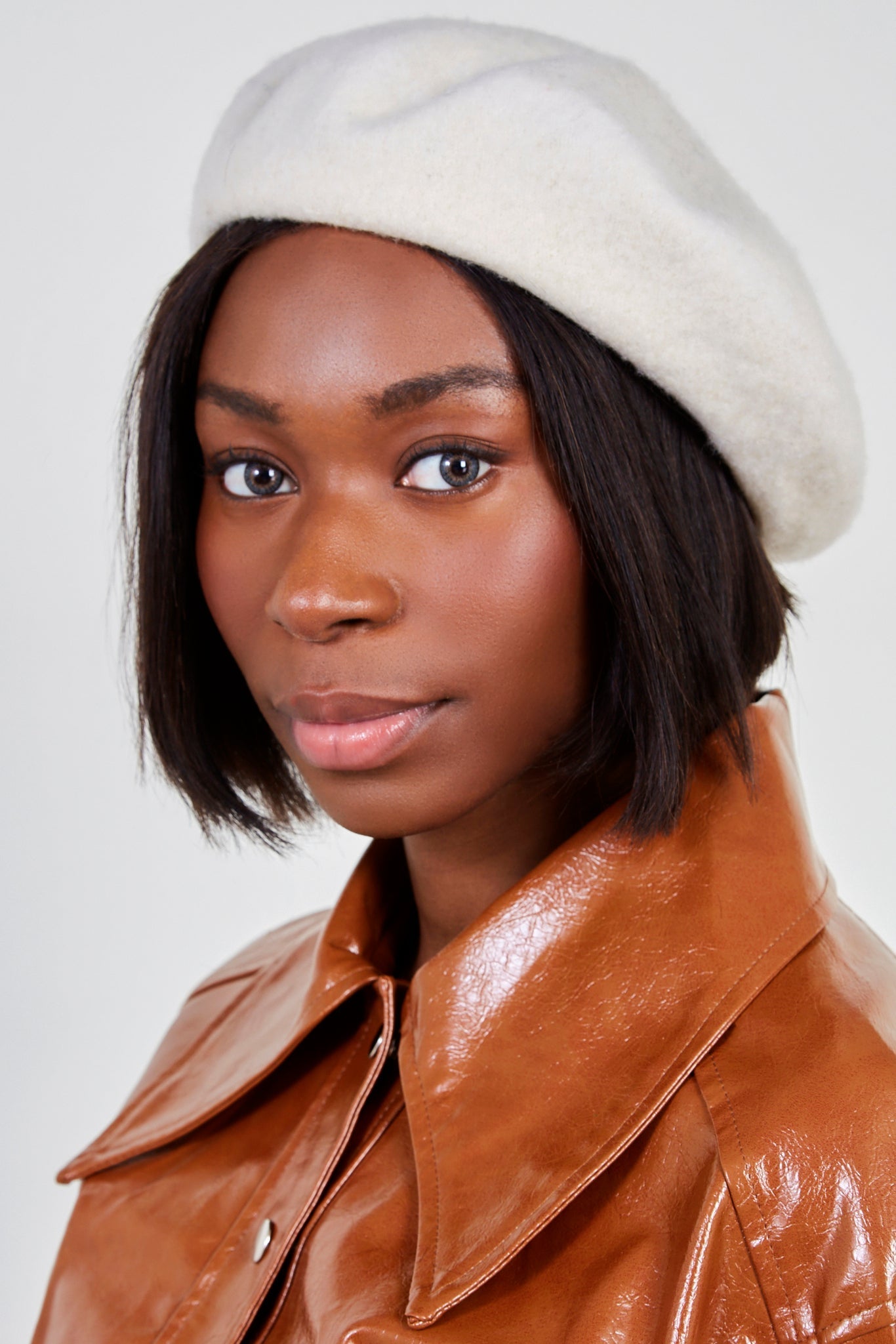 Cream wool beret