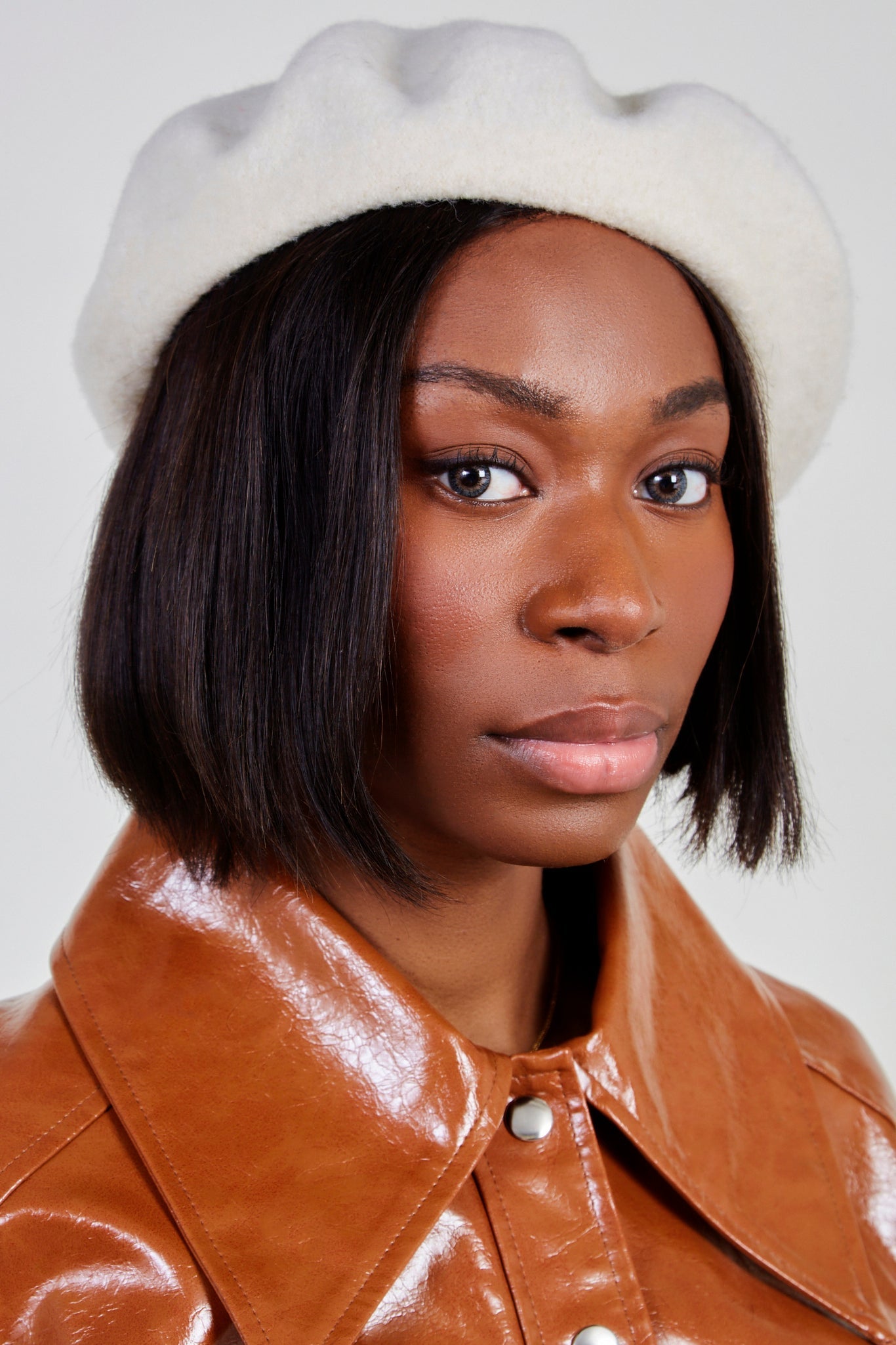 Cream wool beret