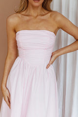Sunday Mornings Ruched Bust Midi Dress Pink