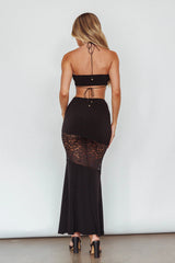 Florida Lace Insert Cut-Out Maxi Dress Black