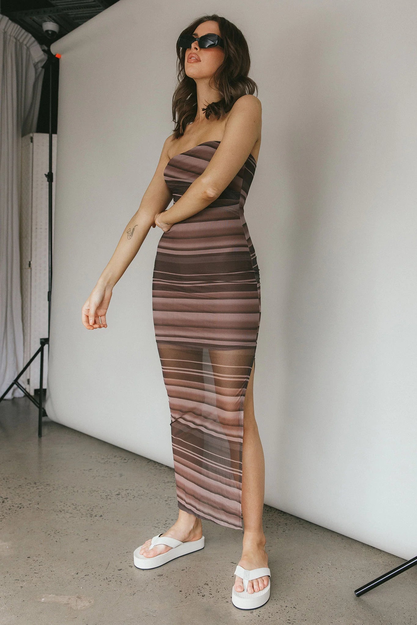 Island Life Strapless Maxi Dress Brown