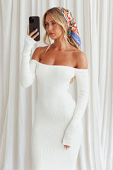 Briar Off-Shoulder Knit Midi Dress Off White