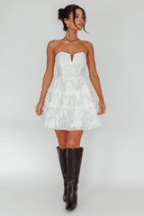 Demi Frill Trim Strapless Dress White