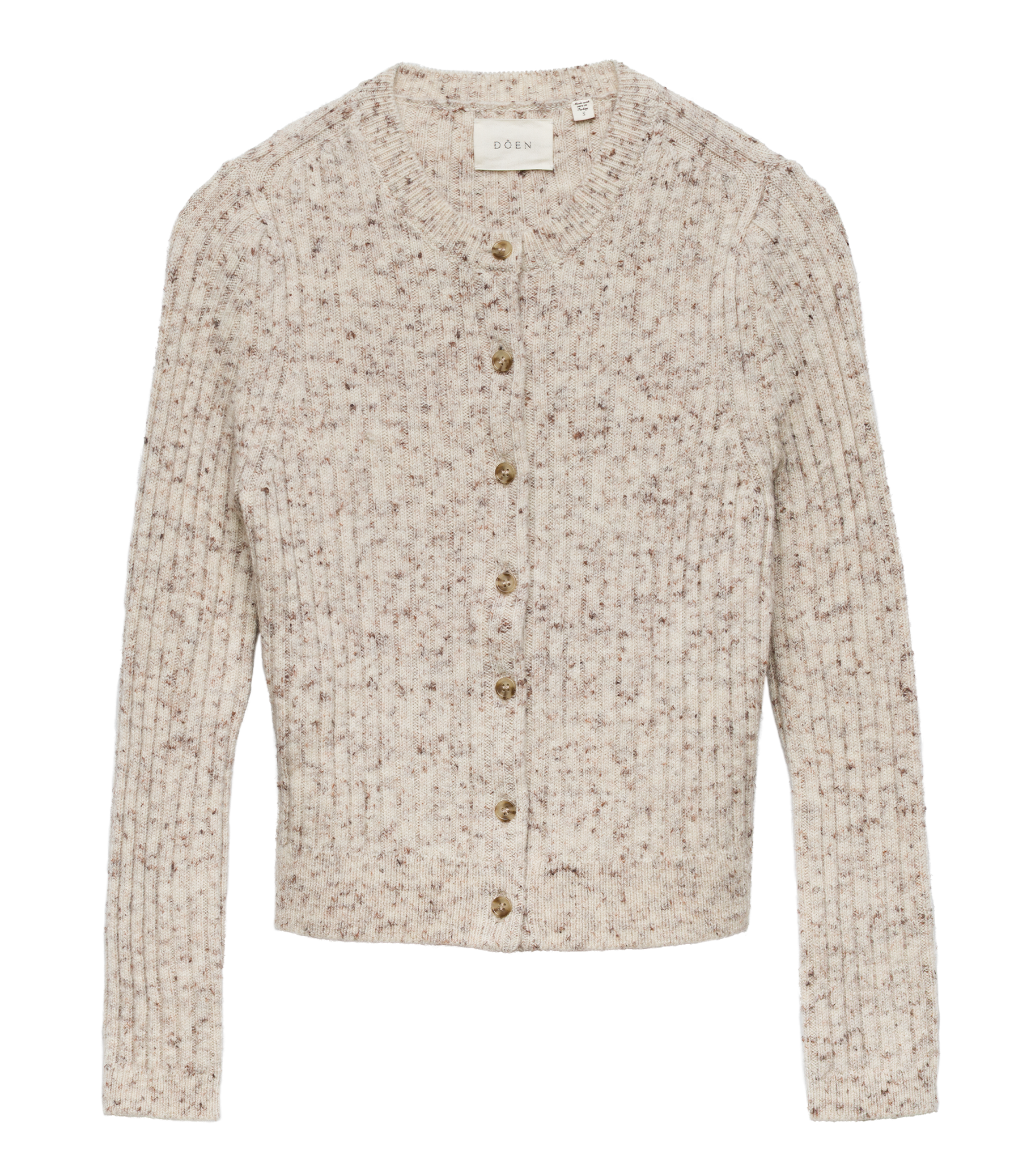 DANAE RIB CARDIGAN -- SABBIA MELANGE