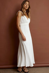 Zanzibar Surplice Neckline Maxi Dress White