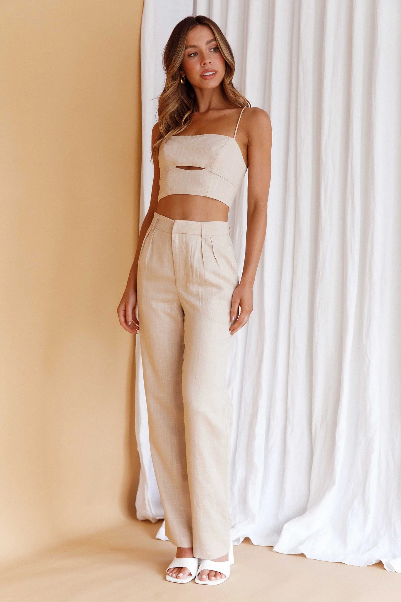 Lyrics Keyhole Crop Top Oat