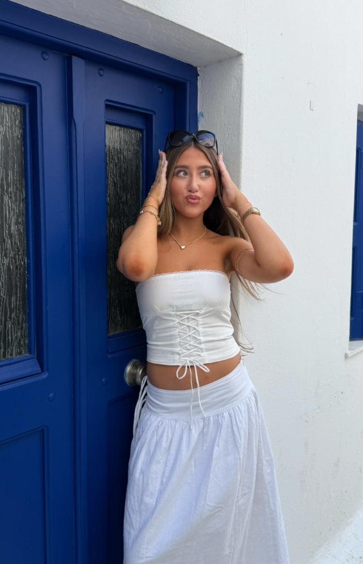 Dakota White Strapless Top