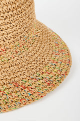 Dark beige rainbow fleck trim straw hat