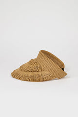 Dark beige tiered straw sun visor