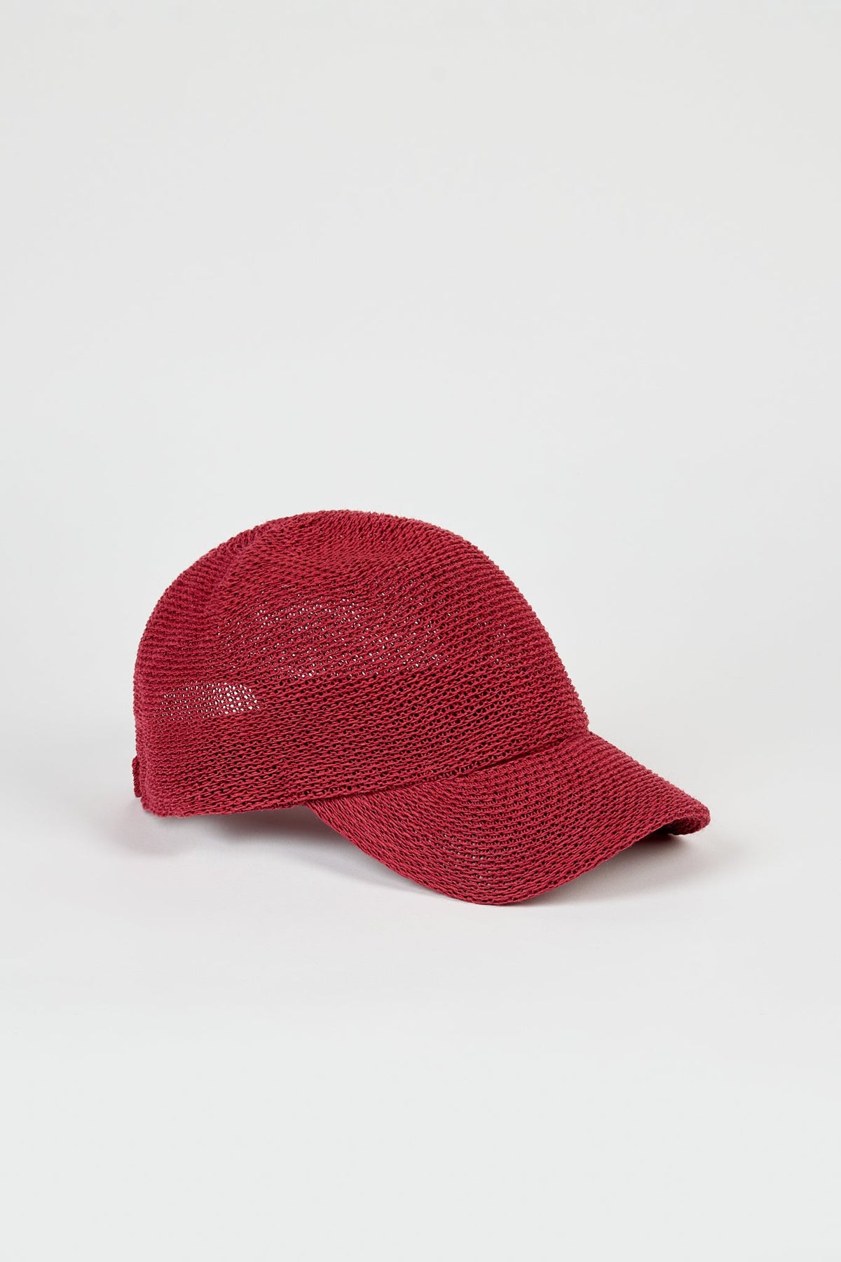 Dark red straw weave baseball hat