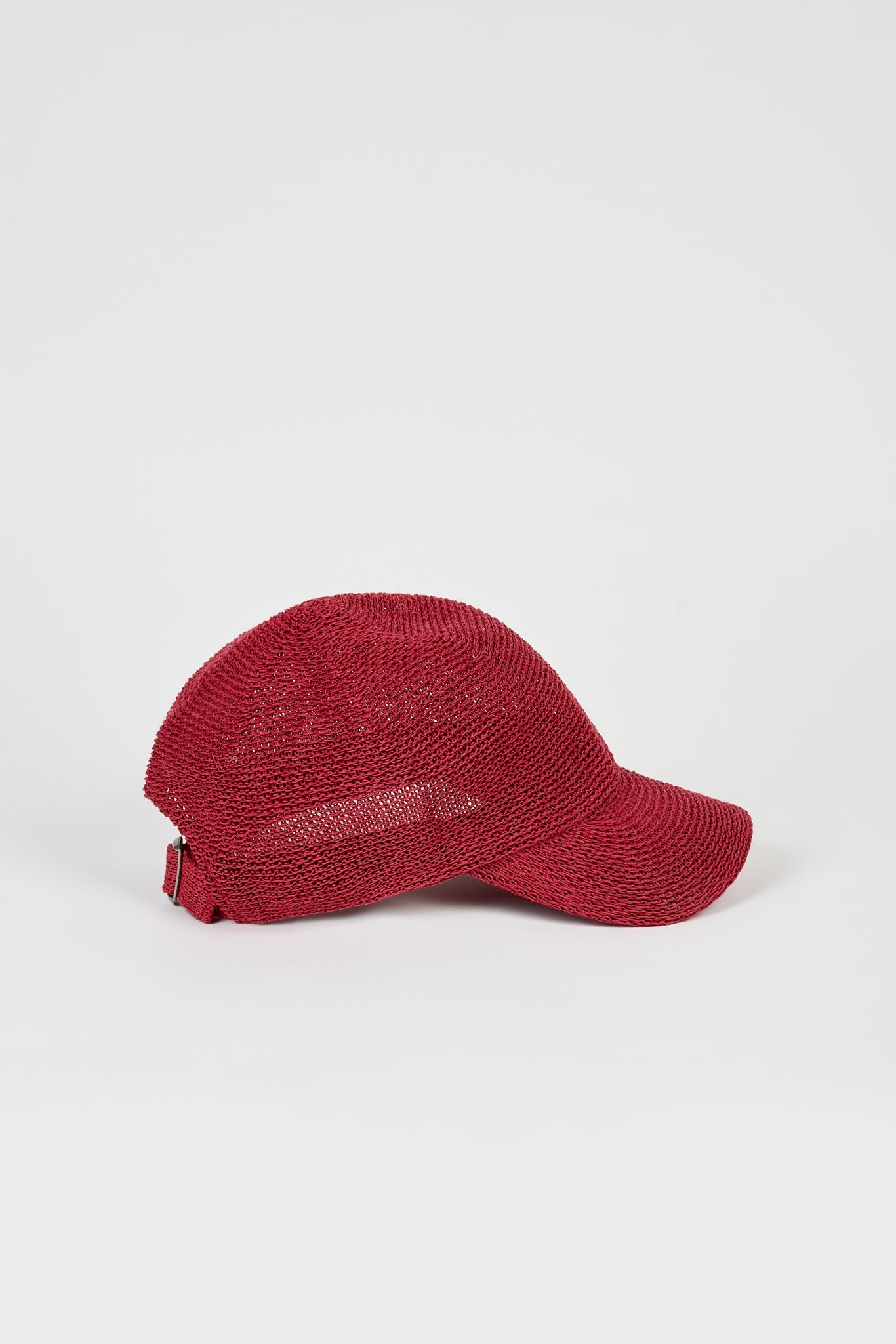 Dark red straw weave baseball hat
