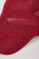 Dark red straw weave baseball hat