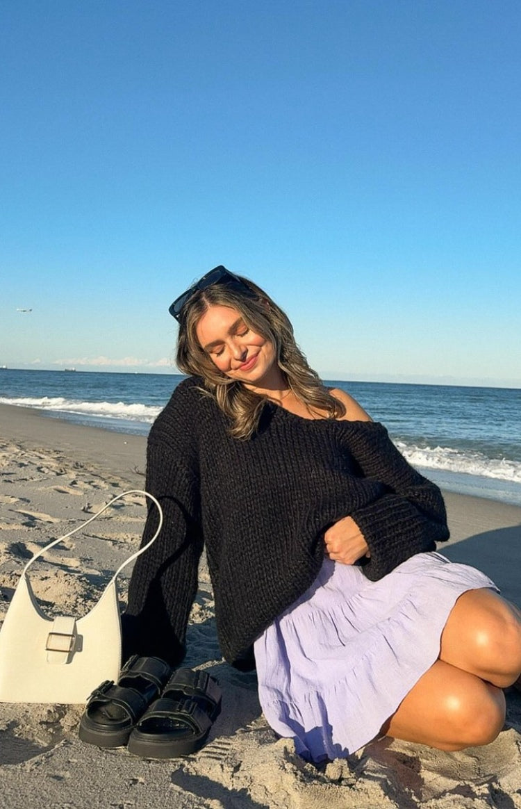 Delvey Black Chunky Knit Sweater