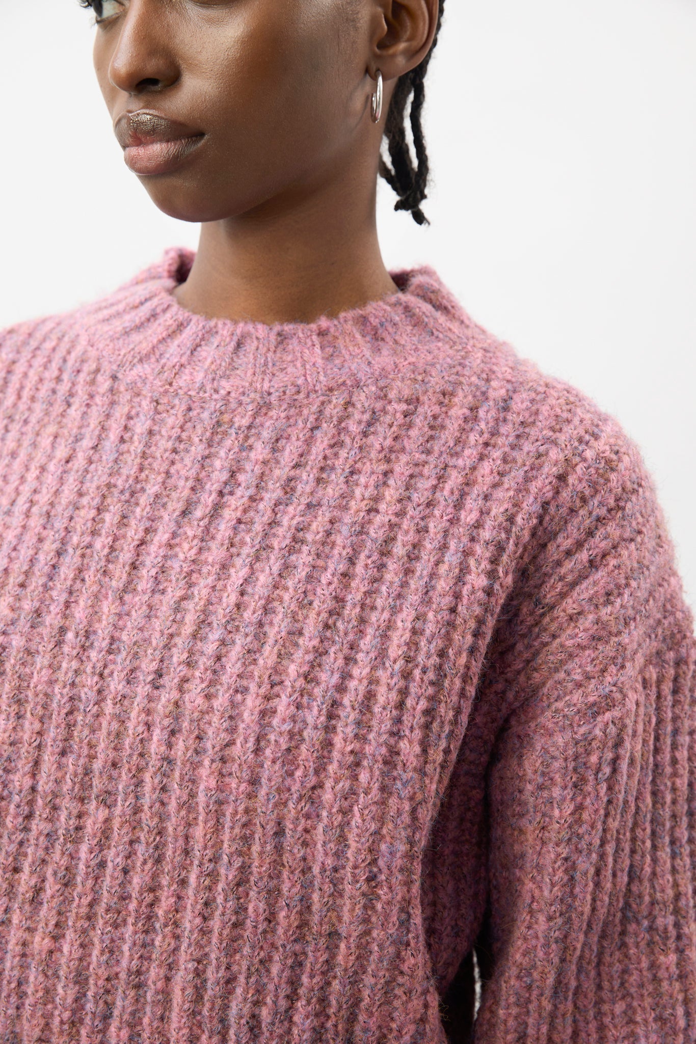 Dusty pink flecked chunky knit cropped jumper