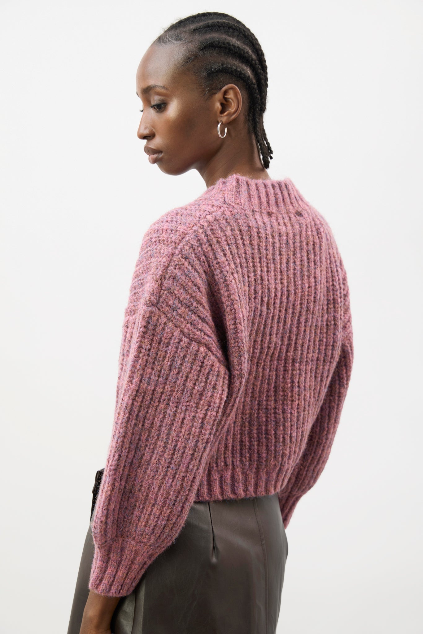Dusty pink flecked chunky knit cropped jumper