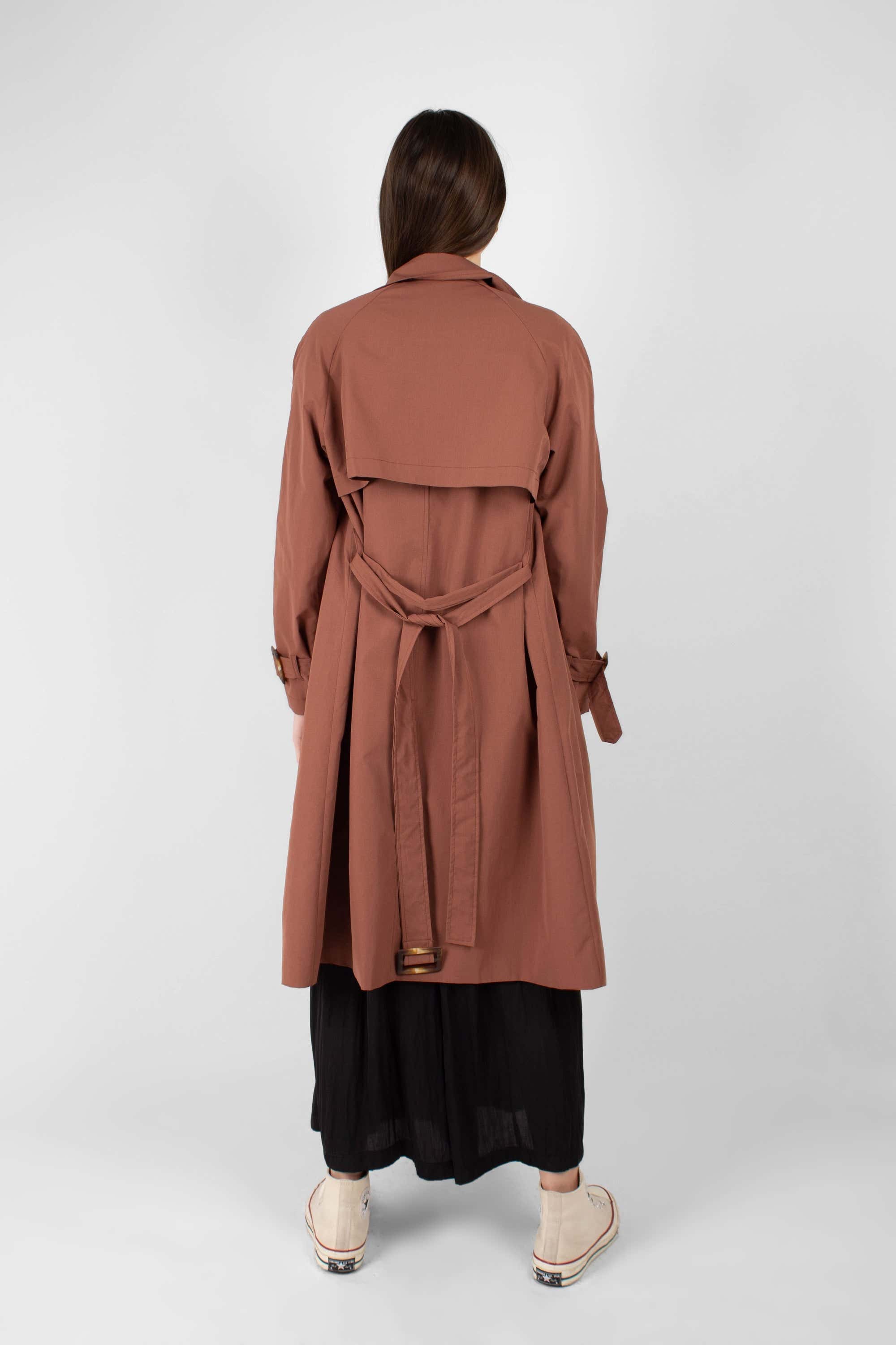 Dusty pink single breasted trench coat