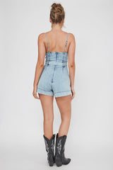 Laureen Pocket Romper Denim
