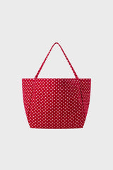 Red and white polka dot tote bag