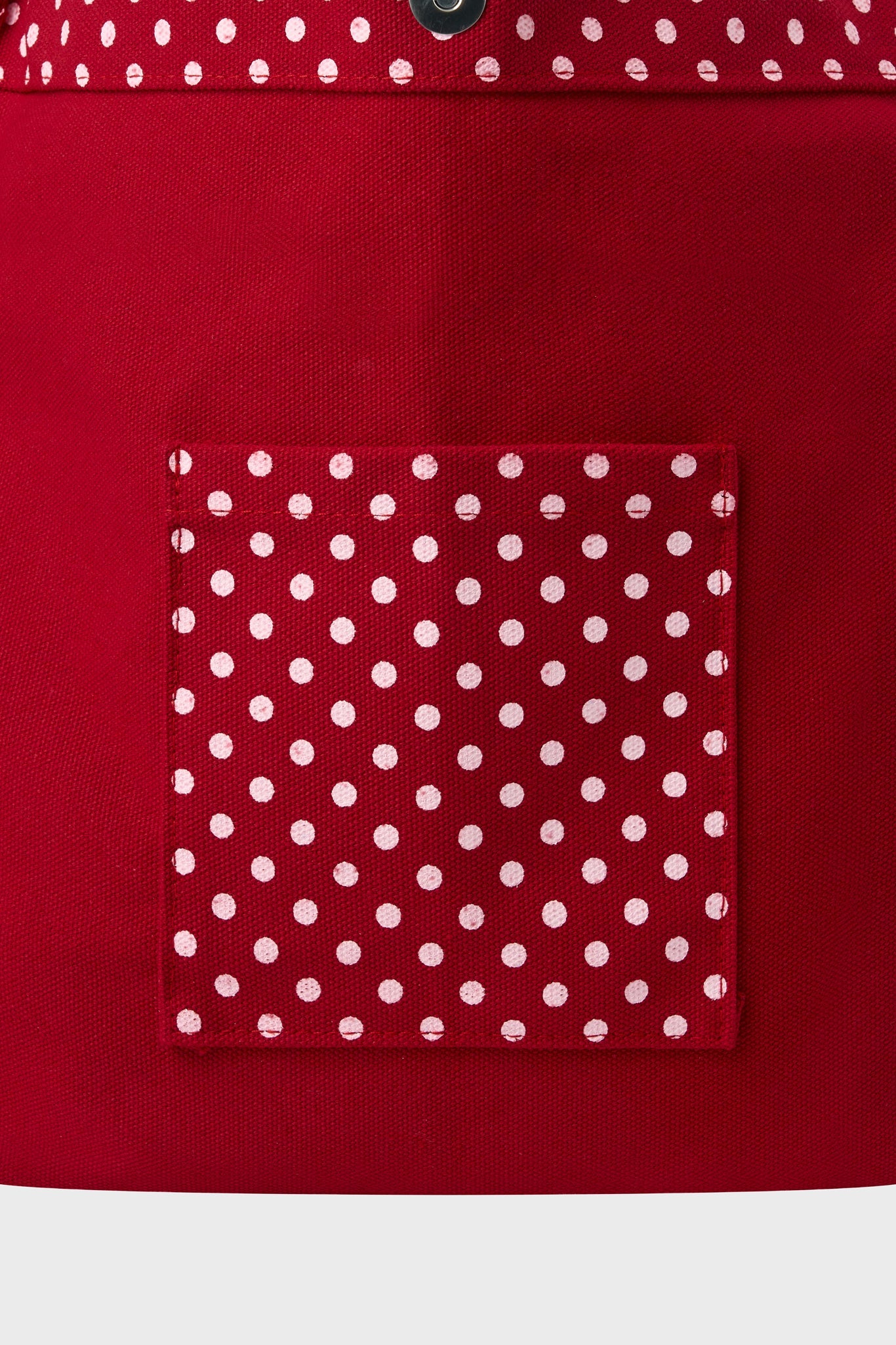 Red and white polka dot tote bag